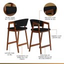 Ver imagem 4 de Kit 6 Banquetas Alta para Cozinha Ravena em Madeira Maciça Pinhão Suede Preto Ccs