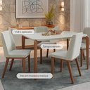 Ver imagem 3 de Mesa de Jantar Retangular C/ Vidro para 4 Lugares Donatella 135 Cm - Off White Fosco C/ Natural