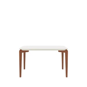 Mesa de Jantar Retangular C/ Vidro para 4 Lugares Donatella 135 Cm - Off White Fosco C/ Natural