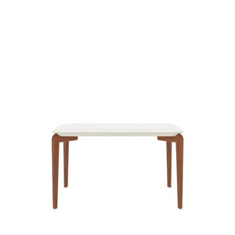 Mesa de Jantar Retangular C/ Vidro para 4 Lugares Donatella 135 Cm - Off White Fosco C/ Natural
