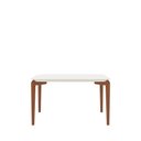 Ver imagem 1 de Mesa de Jantar Retangular C/ Vidro para 4 Lugares Donatella 135 Cm - Off White Fosco C/ Natural