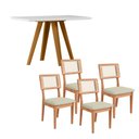 Ver imagem 1 de Conjunto Mesa de Jantar C/ Tampo de Vidro 1,20m + 4 Cadeira