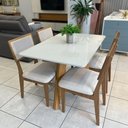 Ver imagem 4 de Conjunto Mesa de Jantar C/ Tampo de Vidro 1,20m + 4 Cadeira
