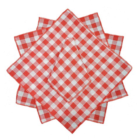 10 Guardanapos Xadrez Vermelho e Branco