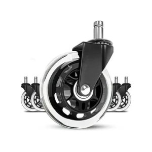 Kit 5 Rodas Anti Risco Universal 75mm P/ Cadeira de Escritório Giratória Móveis Gamer Marca Luvinco