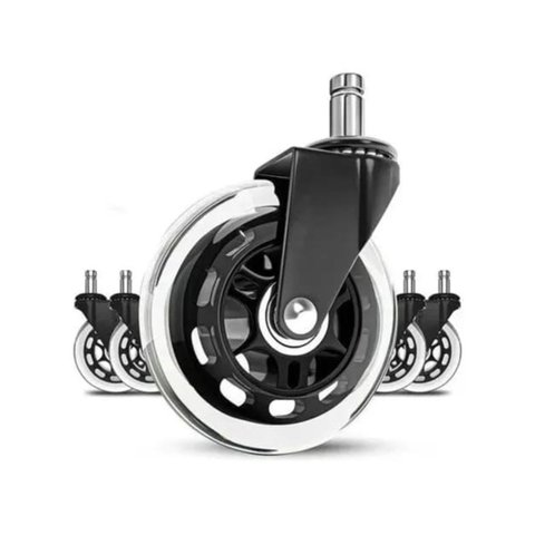 Kit 5 Rodas Anti Risco Universal 75mm P/ Cadeira de Escritório Giratória Móveis Gamer Marca Luvinco