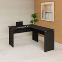 Ver imagem 1 de Mesa Escrivaninha 120cm em L Tampo 30mm Pés Painel F5 Office Cor:Preto