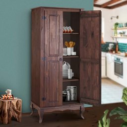Armário de Cozinha Antigo Madeira Maciça Pés Luis XV Marrom Shop JM - 1