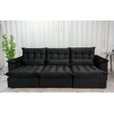 Ver imagem 4 de Sofá Retrátil e Reclinável Ipanema 2,10m em Tecido Veludo C/ 03 Módulos - Montagem Inclusa:preto