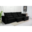 Ver imagem 2 de Sofá Retrátil e Reclinável Ipanema 2,10m em Tecido Veludo C/ 03 Módulos - Montagem Inclusa:preto