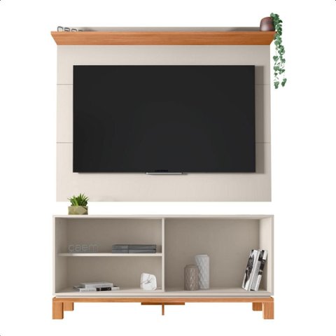 Bancada Rack com Painel para Tv até 45 Polegadas Jace Bege
