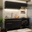 Ver imagem 1 de Cozinha Modulada Compacta Florença 6 Portas 1 Gaveta MDP 190cm Preta com Pia Multimóveis