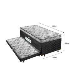 Bicama Box Baú Solteiro Conjugado Espuma com Cama Auxiliar Bicama 3 em 1 - Matelassê Preto - 4