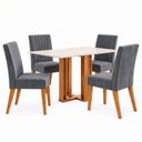 Ver imagem 2 de Conjunto Sala de Jantar Mesa Manu 120cm Tampo MDF Canto Reto 4 Cadeiras Lily