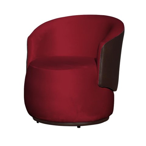 Poltrona Organica Recepção para Sala Aisha Corano Marrom e Veludo Vermelho - Incasa Decor