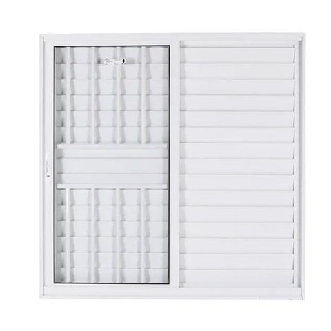 Veneziana 3 Folhas Alumínio Branco 100 x 150cm com Grade