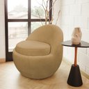 Ver imagem 2 de Poltrona Decorativa Orgânica Kaira Base Fixa Bouclê Camel - Casaepoltrona
