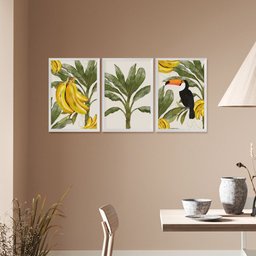 Kit 3 Quadros Decorativos Natureza Verde Folhagens Tucano Brasil - 3
