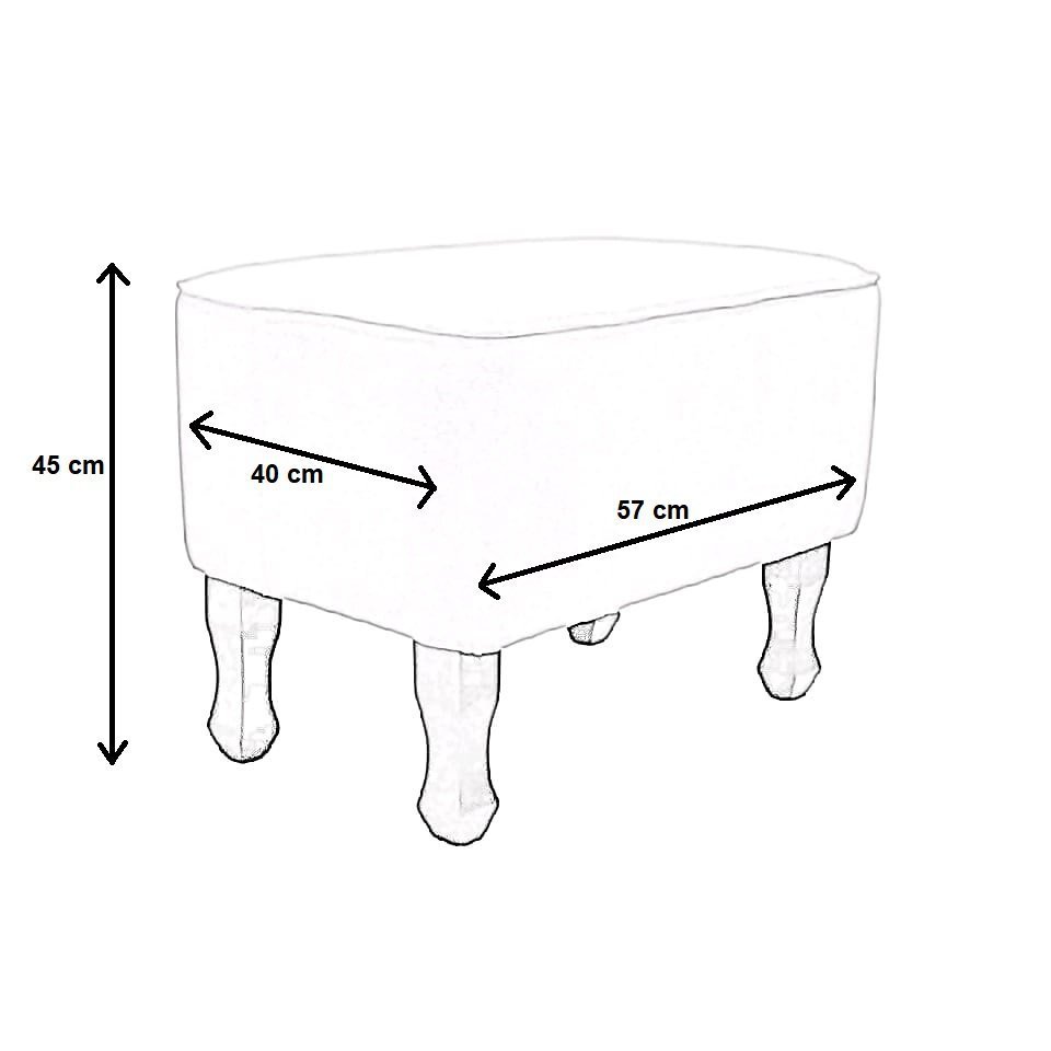 Puff Teles Retangular Para Sala Quarto Penteadeira Suede Bege Pé Escuro - 4