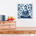 Ver imagem 2 de Quadro Buda Estilo Azulejo Português - 33x33cm - com Vidro: Moldura Branca