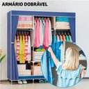 Ver imagem 6 de Guarda Roupa Portatil Grande Armario Sapateira Cabideiro Arara Praia Camping Viagem Prateleiras