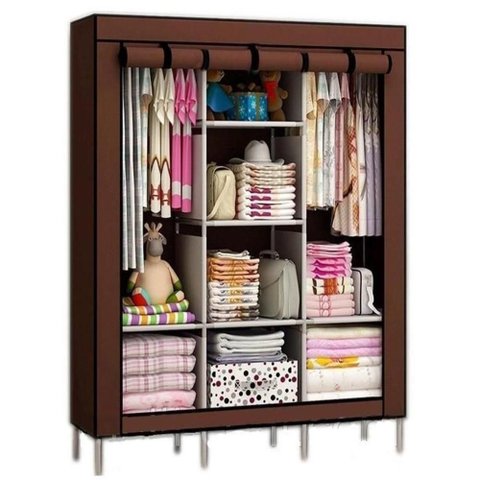 Guarda Roupa Portatil Grande Armario Sapateira Cabideiro Arara Praia Camping Viagem Prateleiras