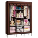Ver imagem 1 de Guarda Roupa Portatil Grande Armario Sapateira Cabideiro Arara Praia Camping Viagem Prateleiras