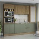 Ver imagem 3 de Armário de Cozinha Modulada Completa 04 Peças 2,40m Botanic Kappesberg - Nogueira/verde Oliva