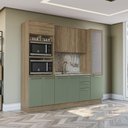Ver imagem 1 de Armário de Cozinha Modulada Completa 04 Peças 2,40m Botanic Kappesberg - Nogueira/verde Oliva