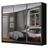 Guarda-Roupa Casal 100% MDF Madesa Zurique 3 Portas de Correr de Espelho Preto Cor:Preto - 3