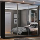 Ver imagem 2 de Guarda-Roupa Casal 100% MDF Madesa Zurique 3 Portas de Correr de Espelho Preto Cor:Preto