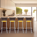 Ver imagem 6 de Kit 4 Bancos Alto Tamborete para Balcão Junco Argila Àrea de Lazer Ilha Bancada bar churrasqueira