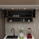 Ver imagem 4 de Armário Aéreo Cozinha Modulado 2 Portas Compactas Marrom/Nogal/Preto