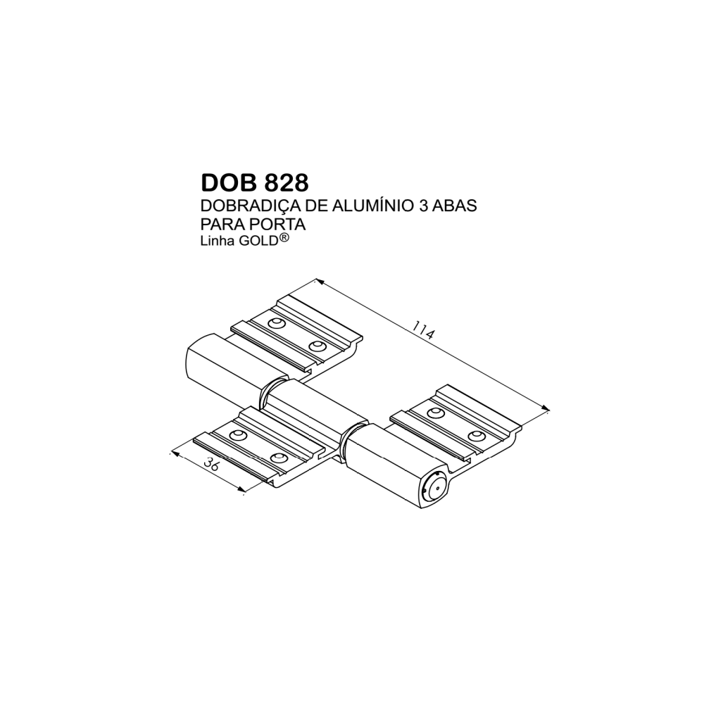 DOBRADICA ENCAIXE 3 ABAS LINHA GOLD DOB-828 PORTA LATERAL FOSCO ALUMIFIX - 7