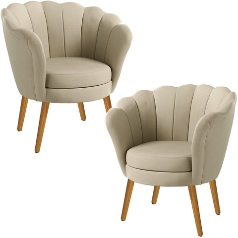 Kit Duas Poltronas Pétala em Linho Premium 02-bege Sua Casa Decorações