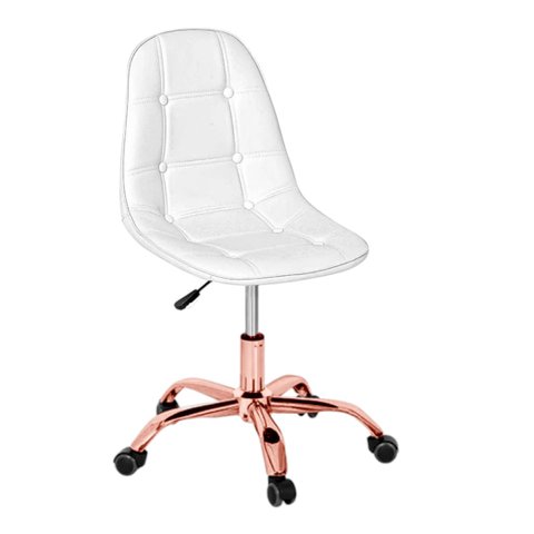 Cadeira Office Eiffel - Botonê | Branca - Rose Gold
