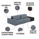 Ver imagem 3 de Sofá Ilha 2 Lugares Living 232cm Modulado para Sala Lary Linho Azul/pu Pto K01 - D'Rossi