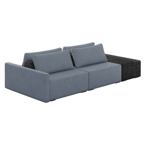 Sofá Ilha 2 Lugares Living 232cm Modulado para Sala Lary Linho Azul/pu Pto K01 - D'Rossi