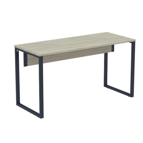 Mesa Escritório P25 Tub Pandin 120 Cm Larg Tampo Mdp Nogueira Casablanca Pé Aço Tubular Azul Del
