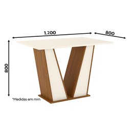 Mesa de Jantar Kimberly 120 cm Tampo Reto Nature Off White – Henn - 2