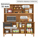 Ver imagem 5 de Cozinha Compacta em MDP 8 Portas 2 Gavetas Millena com Vidro Reflecta Yescasa Marrom/Mel/Grafite