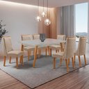 Ver imagem 1 de Mesa de Jantar Copper 180cm Tampo MDF Vidro Canto Copo com 6 Cadeiras Carolina