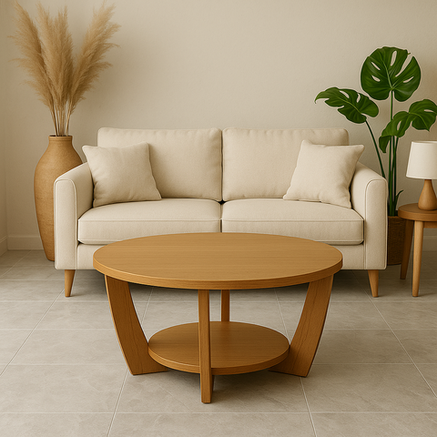 Mesa de Centro Sala de Estar Canadá com Base Clássica Curva Castanho - Arkell