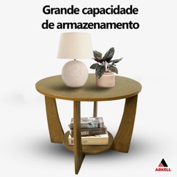 Mesa de Centro Sala de Estar Canadá com Base Clássica Curva Castanho - Arkell - 2