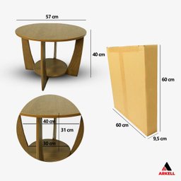 Mesa de Centro Sala de Estar Canadá com Base Clássica Curva Castanho - Arkell - 7