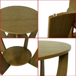 Mesa de Centro Sala de Estar Canadá com Base Clássica Curva Castanho - Arkell - 5