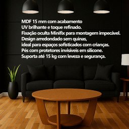 Mesa de Centro Sala de Estar Canadá com Base Clássica Curva Castanho - Arkell - 6
