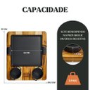 Ver imagem 5 de Conjunto Chapa Petisco Quadrada Alça de Ferro 22x22cm e Suporte de Madeira com 2 Molheiras 28,5x35cm