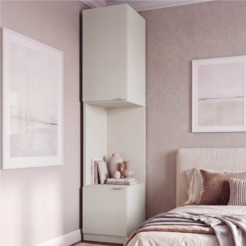 Mesa de Cabeceira Modular Esquerda 2 Portas 1 Gaveta Hera CabeCasa MadeiraOriginals Off White/Cream