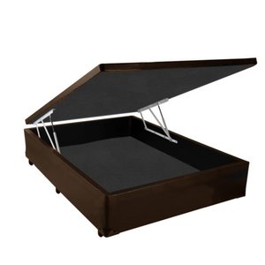 Cama Box Baú Queen Premier Marrom Bipartido com Pistão a Gás - 158x198x41